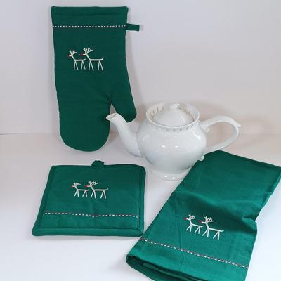 LOT 188: Department 56 Santa Bowl, Godiva Mugs, Christmas Pancake Molds & More
