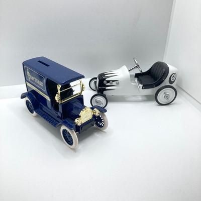 LOT 190: Vintage Toy Cars / Trucks - Metal Lever Action, Hallmark and Ertl Tastykake Bank