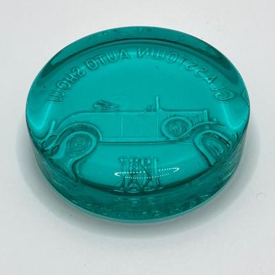 LOT 192: Vintage Automobile Decanter with Shot Glasses, Hallmark Kiddie Car Classics Toy Car, 1987 Glasstown Auto Show Paper Weight and...