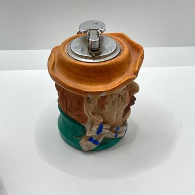 LOT 196: Vintage Ireland Decanters, McDonald Duk-It Mallard Copper Lid Tobacco Humidor, Lighters and More
