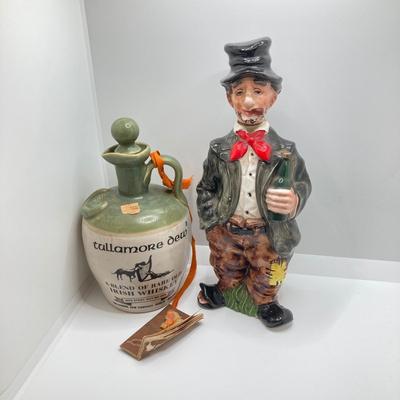 LOT 196: Vintage Ireland Decanters, McDonald Duk-It Mallard Copper Lid Tobacco Humidor, Lighters and More