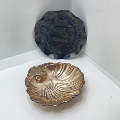 LOT 198: Gorham Sterling Silver Scalloped Clam Shell Trinket Dish along with Gregorian Copper Ashtray / Bowl and More - TW 77.66 gtw