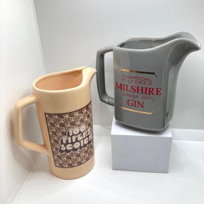 LOT 199: Collection of Vintage Beverage Pitchers, Mug, Plastic Stirrers and More