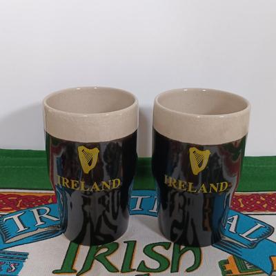 LOT 217: Irish Collection of Pottery, Linens, Celtic Cross, Books & More