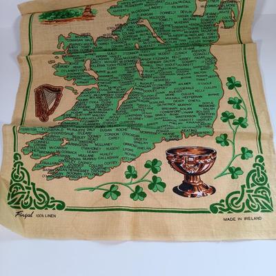 LOT 217: Irish Collection of Pottery, Linens, Celtic Cross, Books & More