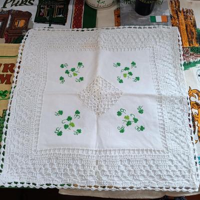 LOT 217: Irish Collection of Pottery, Linens, Celtic Cross, Books & More