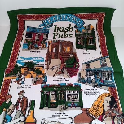 LOT 217: Irish Collection of Pottery, Linens, Celtic Cross, Books & More