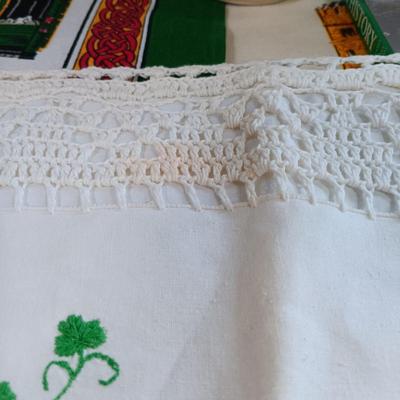 LOT 217: Irish Collection of Pottery, Linens, Celtic Cross, Books & More