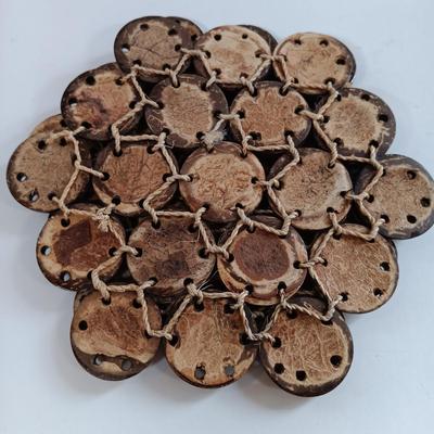 LOT 221: Stained Glass Napkin Holder and Box with Wood / Nut Shell Placemats