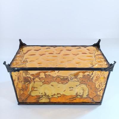 LOT 221: Stained Glass Napkin Holder and Box with Wood / Nut Shell Placemats