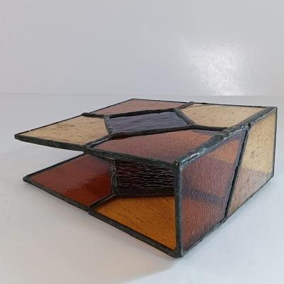 LOT 221: Stained Glass Napkin Holder and Box with Wood / Nut Shell Placemats