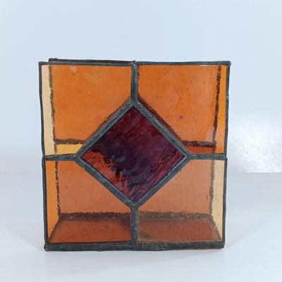 LOT 221: Stained Glass Napkin Holder and Box with Wood / Nut Shell Placemats