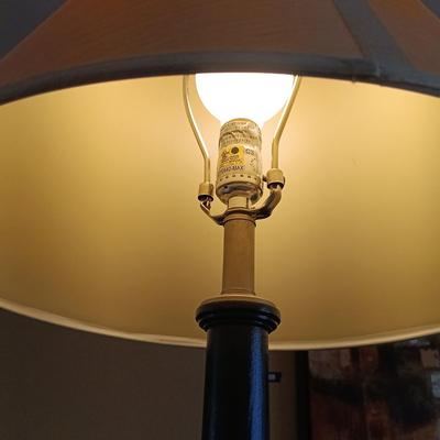 LOT 222: MCM Wooden Floor Lamp with Plant Stand