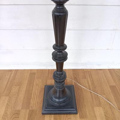 LOT 222: MCM Wooden Floor Lamp with Plant Stand