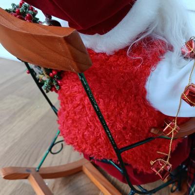 LOT 223: Vintage Christmas Train Sets with Santa in Rocking Chair & Rudolph and Santa