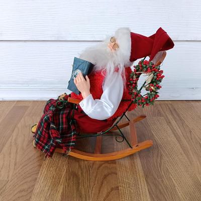 LOT 223: Vintage Christmas Train Sets with Santa in Rocking Chair & Rudolph and Santa