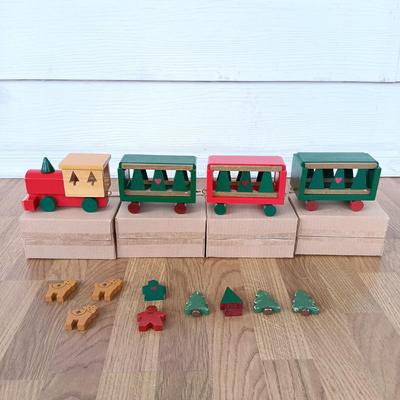 LOT 223: Vintage Christmas Train Sets with Santa in Rocking Chair & Rudolph and Santa