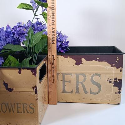 LOT 227: Metal Flower Boxes, Lantern Candle Holders & Bird Candle Holders