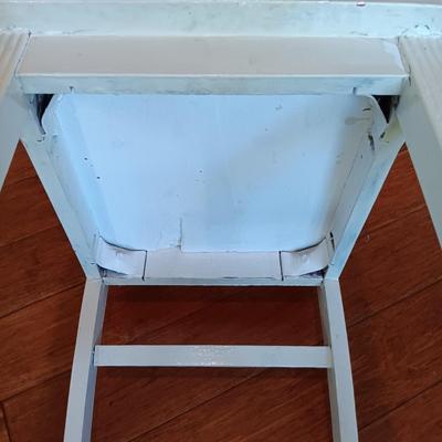 LOT 228: Vintage Enamel Top Table with Wood Chairs
