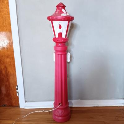 LOT 230: BECO Blow Mold Christmas Lamp Post with Nutcracker, Mrs Claus & Santa Claus