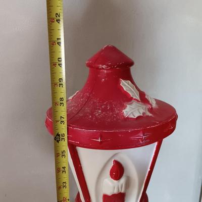 LOT 230: BECO Blow Mold Christmas Lamp Post with Nutcracker, Mrs Claus & Santa Claus