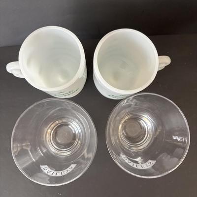 LOT 86: It's Good to Be Irish Collection: Nutcracker, Milk Glass Mugs, Clear & Amber Shamrock Trinket Dishes & More