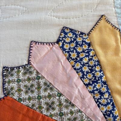 LOT 252: Vintage Handmade Patchwork Quilt with Fan Pattern