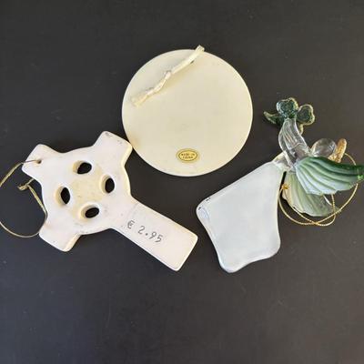 LOT 247: Collection of Irish Holiday Ornaments, Irish Coffee Stemware, Mary Engelbreit Scottie Dog Holiday Teapot
