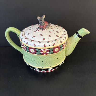 LOT 247: Collection of Irish Holiday Ornaments, Irish Coffee Stemware, Mary Engelbreit Scottie Dog Holiday Teapot