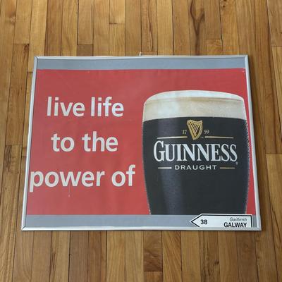 LOT 248: Guinness Collection: Wooden Clock, Pint Glasses and a Framed Poster