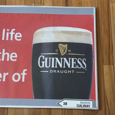 LOT 248: Guinness Collection: Wooden Clock, Pint Glasses and a Framed Poster