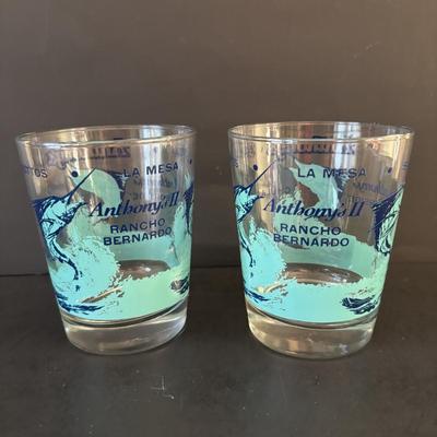 LOT 249: Anthony's Harborside Fish Grotto Seafood Restaurant Drinking/Bar Glasses, Crate & Barrel Condiment Holder, Certified...