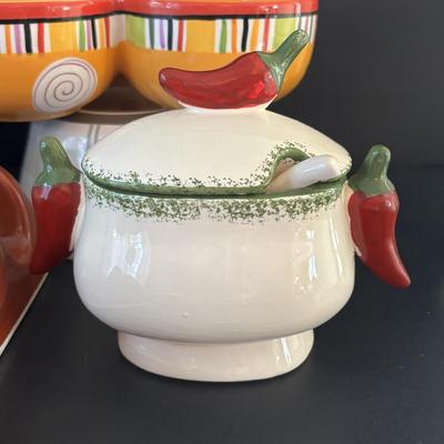 LOT 249: Anthony's Harborside Fish Grotto Seafood Restaurant Drinking/Bar Glasses, Crate & Barrel Condiment Holder, Certified...
