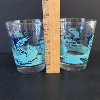 LOT 249: Anthony's Harborside Fish Grotto Seafood Restaurant Drinking/Bar Glasses, Crate & Barrel Condiment Holder, Certified...