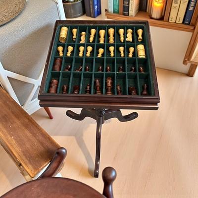 Sale Photo Thumbnail #30: Bombay Company Pedestal Chess/Checkers Table   Approximately 13.5"X13.5"x25"