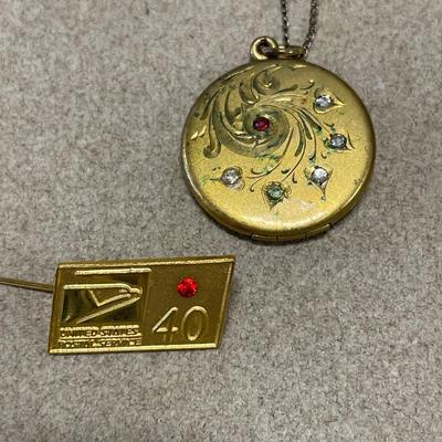 Gold filled pendants, coins and us post office pin