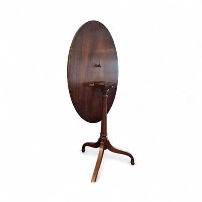 Sale Photo Thumbnail #45: Federal Style Mahogany Tilt-Top Table With Eagle and shield Motif  Approximately 18"X26"X27.5"