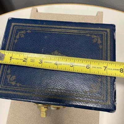 Small blue vintage jewelry box
