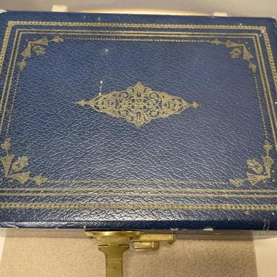 Small blue vintage jewelry box