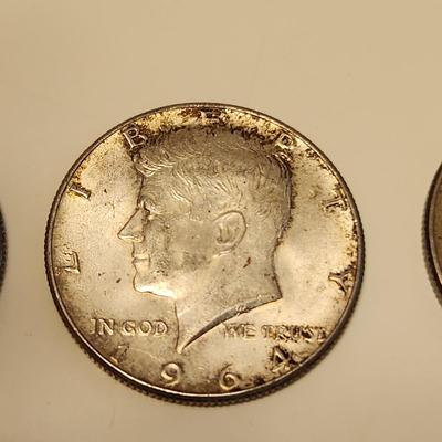 Trio of Sterling 1964 Kennedy Half Dollars