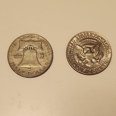 Two Franklin and Kennedy Coins