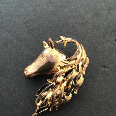 Sale Photo Thumbnail #84: Vintage, goldtone horse brooch very nice please see attached photos