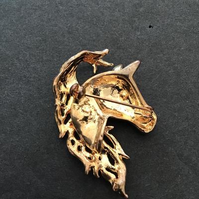 Sale Photo Thumbnail #86: Vintage, goldtone horse brooch very nice please see attached photos