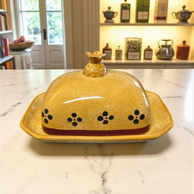 Sale Photo Thumbnail #183: Villeroy & Boch ,Yellow Butter Dish With Pineapple Handle