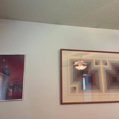 Vintage wall decor with quilt like pattern & Statue of Liberty