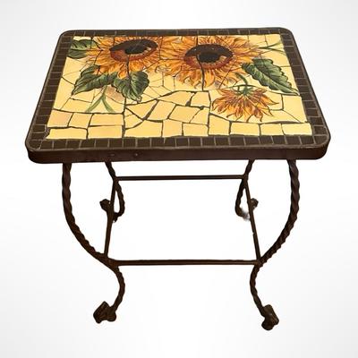 Mosaic Sunflower Tile Top Accent Table