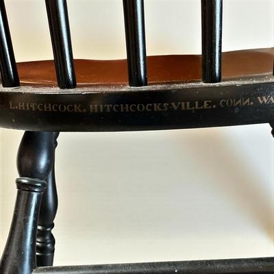 Sale Photo Thumbnail #214: Pair L. Hitchcock Dining Chairs Black and Tan with Gold leaf Stenciling