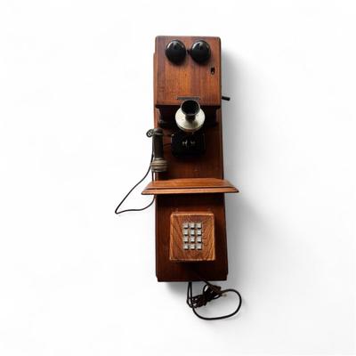 ANTIQUE STROMBERG-CARLSON OAK WOOD DOUBLE BOX WALL CRANK TELEPHONE