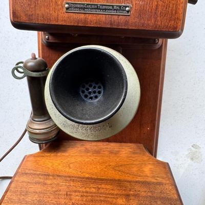 ANTIQUE STROMBERG-CARLSON OAK WOOD DOUBLE BOX WALL CRANK TELEPHONE