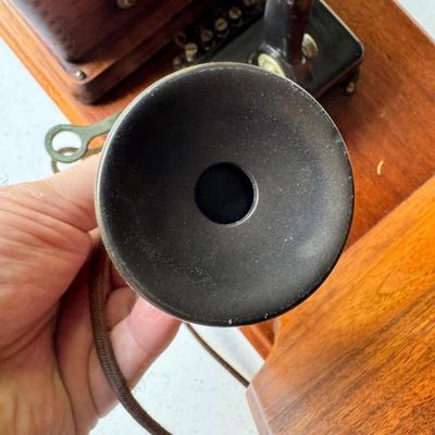 ANTIQUE STROMBERG-CARLSON OAK WOOD DOUBLE BOX WALL CRANK TELEPHONE